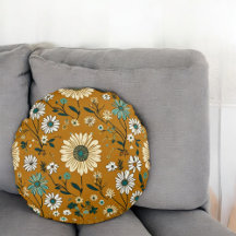 Patrón de flores de mostaza de Boho retro otoño