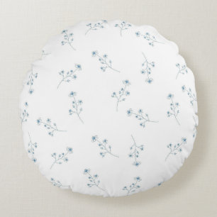 Cojín Redondo Patrón de flores silvestres azules