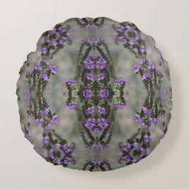 Cojín Redondo Patrón de flores silvestres de salina púrpura