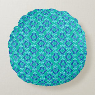 Cojín Redondo Patrón de fondo de escritorio Art Déco, turquesa y