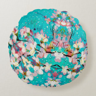 Cojín Redondo Patrón de fondo geométrico abstracto colorido