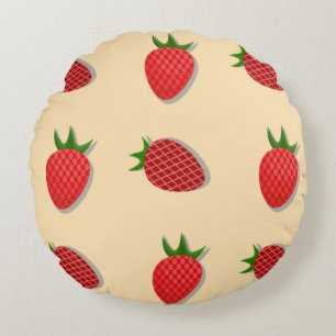 Cojín Redondo Patrón de fresa para frutas vibraciones veraniegas