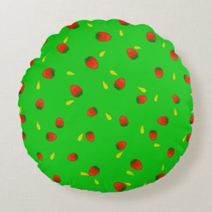 Cojín Redondo Patrón de fresas