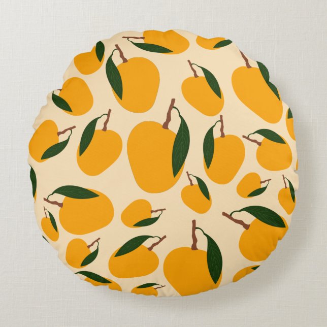 Cojín Redondo Patrón de frutas del verano del mango (Anverso)