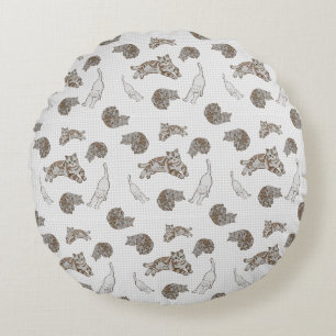 Cojín Redondo patrón de gatos