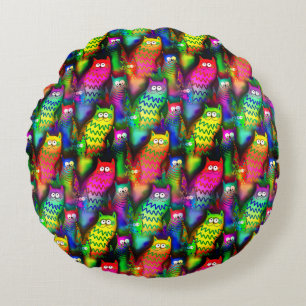 Cojín Redondo Patrón de gatos coloridos-57578