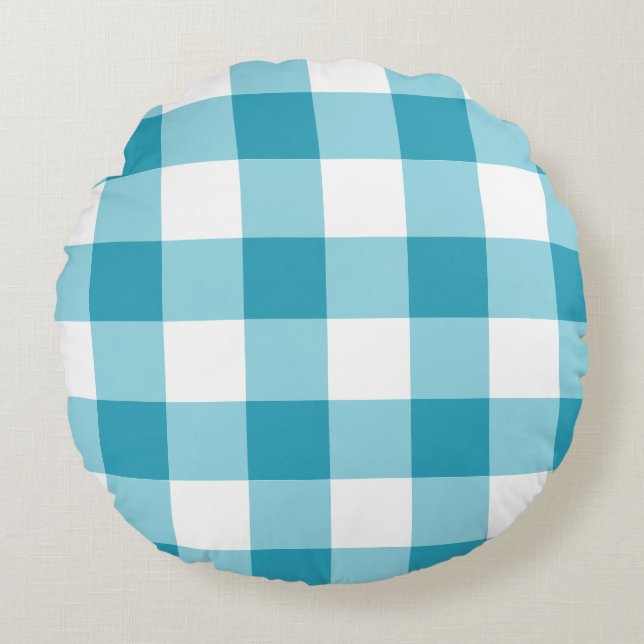 Cojín Redondo Patrón de Gingham (Anverso)