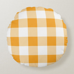 Cojín Redondo Patrón de Gingham amarillo