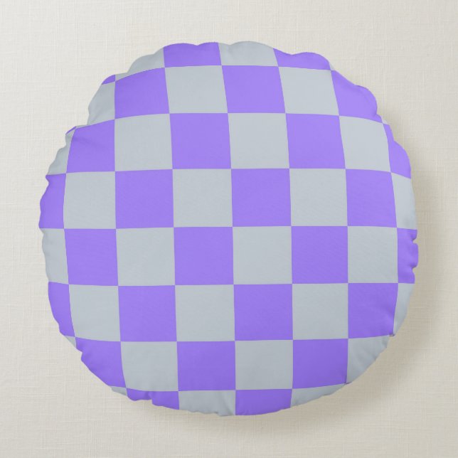Cojín Redondo Patrón de Gingham de Purple Checkered (Anverso)