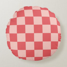 Cojín Redondo Patrón de Gingham de Red Checkered Rosa