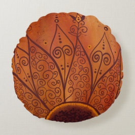 Cojín Redondo Patrón de girasol abstracto