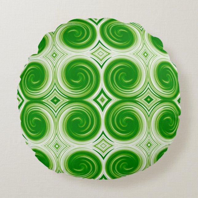 Cojín Redondo Patrón de giro abstracto #36 (Anverso)
