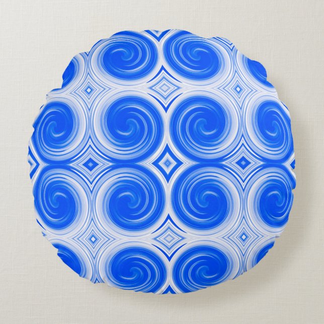 Cojín Redondo Patrón de giro abstracto #42 (Anverso)