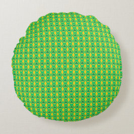 Cojín Redondo Patrón de hexágono amarillo verde trébol