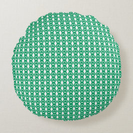 Cojín Redondo Patrón de Hexágono Blanco Verde Trébol