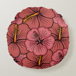 Cojín Redondo Patrón de hibiscus cutáneo