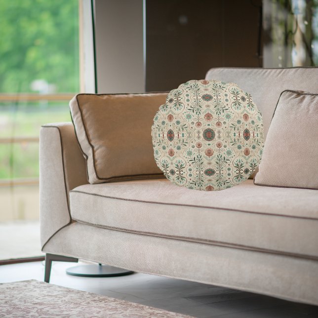 Cojín Redondo Patrón de hierba de Boho (Subido por el creador)