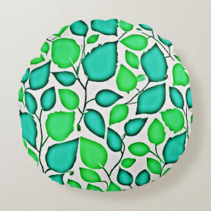 Cojín Redondo Patrón de hojas de elegancia Vivid