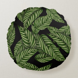 Cojín Redondo Patrón de hojas tropicales