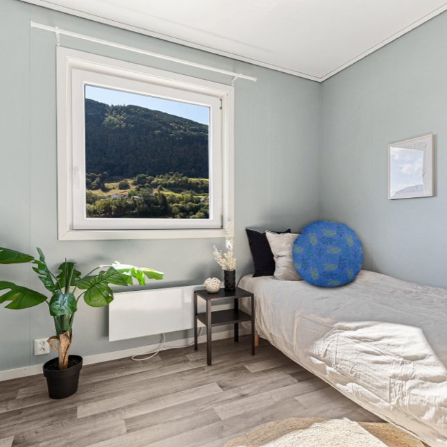 Cojín Redondo Patrón de hojas verdes amarillas (Subido por el creador)