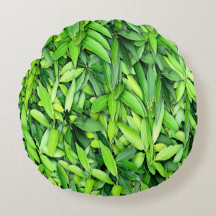 Cojín Redondo Patrón de hojas verdes frondosas - Naturaleza Botá