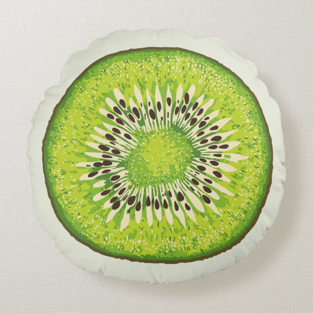 Cojín Redondo Patrón de ilustracion de Kiwi Slice (Anverso)
