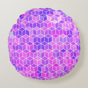 Cojín Redondo Patrón de ilustracion hexagonal de acuarela