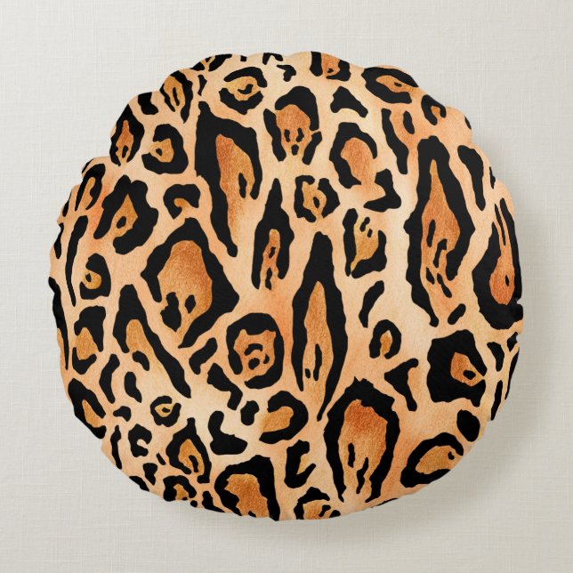 Cojín Redondo Patrón de impresión de chita color agua (Anverso)