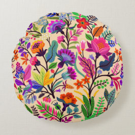 Cojín Redondo Patrón de impresión de flores de Ilustracion flora