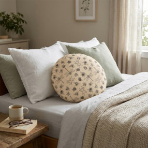 Cojín Redondo Patrón de insectos Personalizados dibujados a mano