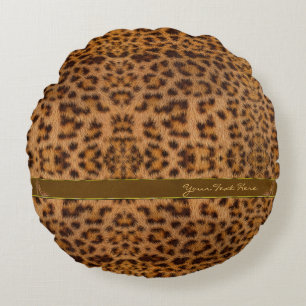 Cojín Redondo Patrón de Jaguar Femenino Lindo Estampado de Anima