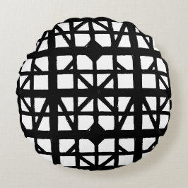 Cojín Redondo Patrón de la casa de media madera en alemán blanco