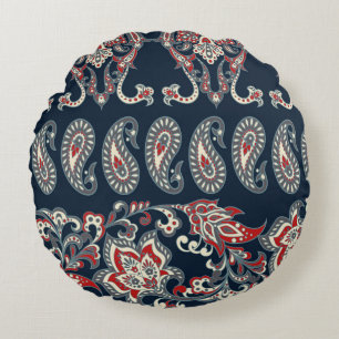 Cojín Redondo Patrón de la cosecha del damasco, floral de Paisle