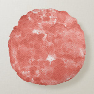 Cojín Redondo Patrón de lavado de acuarela rosa coral cálido