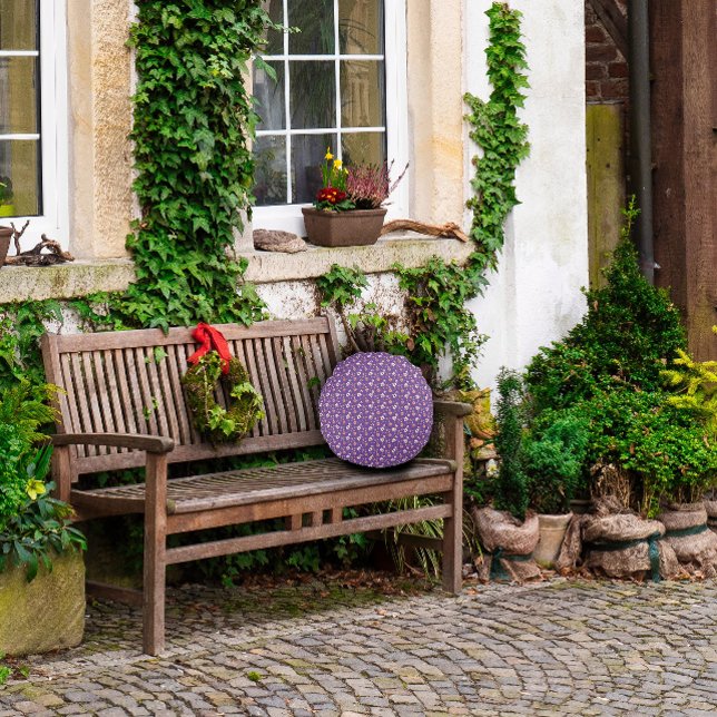 Cojín Redondo Patrón de lavanda de las flores acuáticas de Cotta (Subido por el creador)