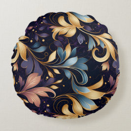 Cojín Redondo Patrón de Leafy abstracto de lujo