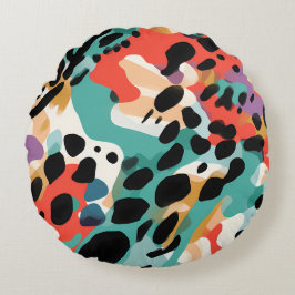 Cojín Redondo Patrón de leopardo abstracto