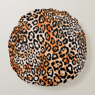 Cojín Redondo Patrón de leopardo sin foco, prin animal de dibujo