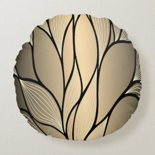 Cojín Redondo Patrón de licencia creativa de oro antiguo