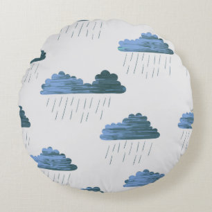 Cojín Redondo Patrón de lluvia. Ilustracion vintage repetitivo c