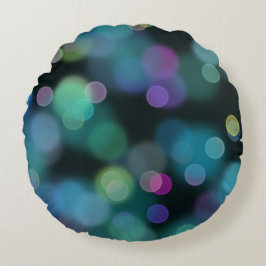 Cojín Redondo Patrón de luz giratoria de los navidades en azul m