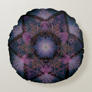 Cojín Redondo Patrón de Mandala Merkabah