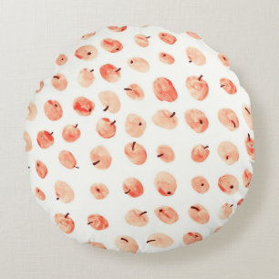 Cojín Redondo Patrón de manzanas del paraíso rojo