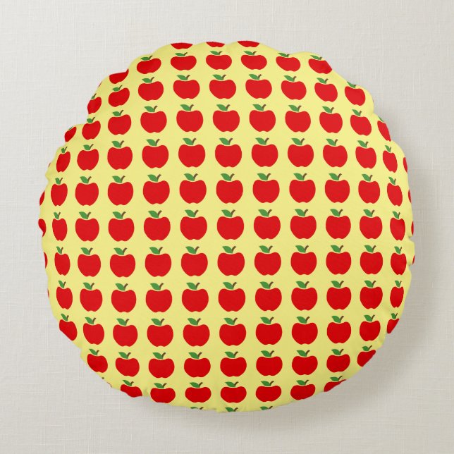 Cojín Redondo Patrón de manzanas Rojo amarillo Verde (Anverso)