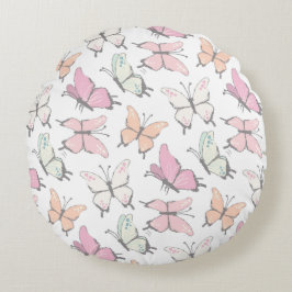 Cojín Redondo Patrón de mariposa