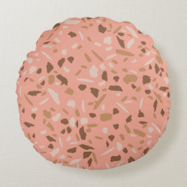 Cojín Redondo Patrón de mármol terracota beige melocotón marrón