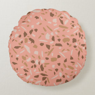 Cojín Redondo Patrón de mármol terracota beige melocotón marrón