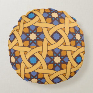 Cojín Redondo Patrón de mosaico abstracto de estilo étnico