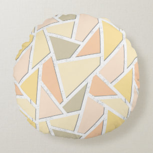 Cojín Redondo Patrón de mosaico amarillo limón