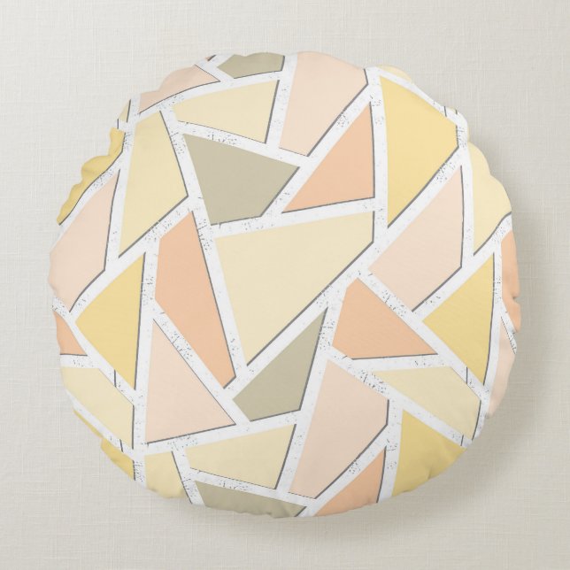 Cojín Redondo Patrón de mosaico amarillo limón (Anverso)